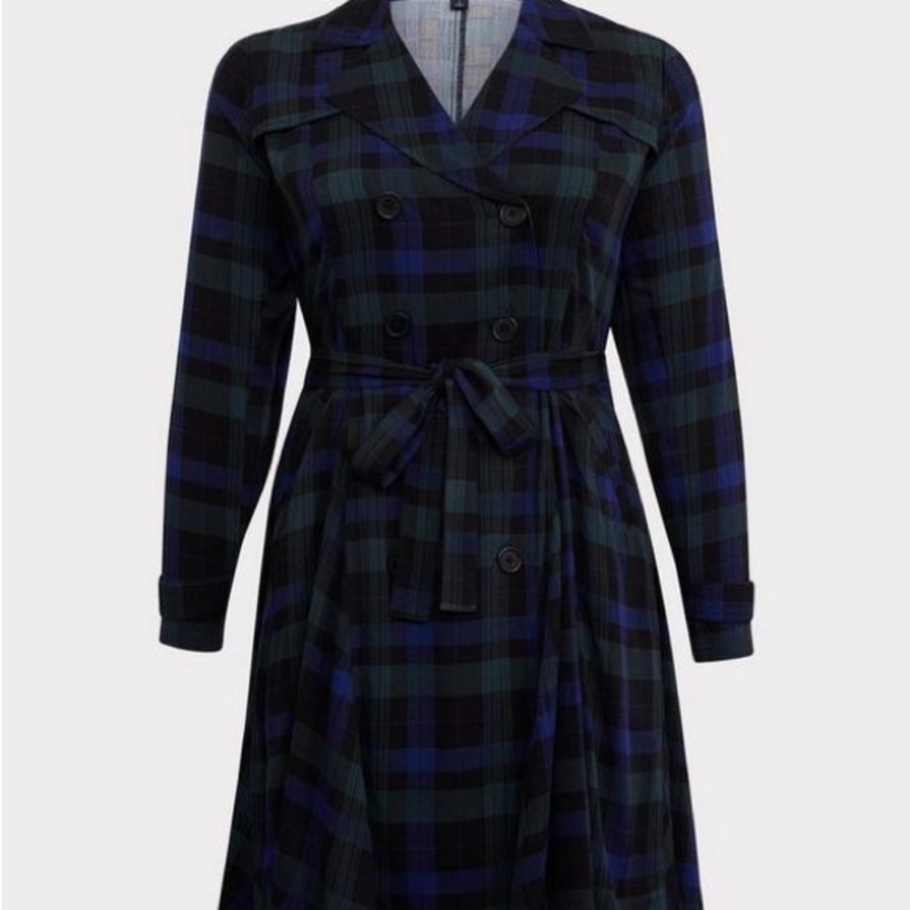 Torrid Plaid Double-Breasted Trench Jacket / Dress size 2 - Picture 6 of 15